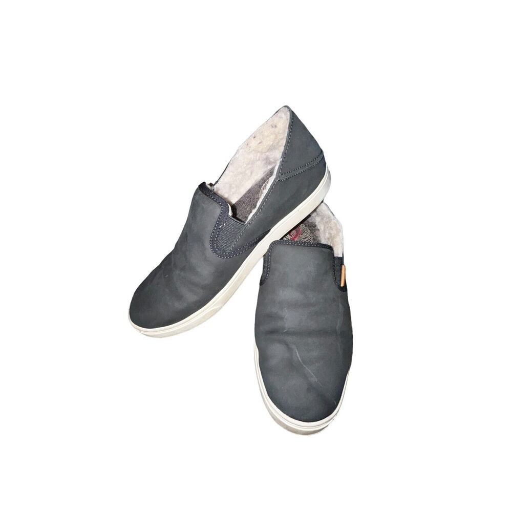 Olukai Pehuea Heu Women's Suede Leather Black Slip on Shoes Size 8